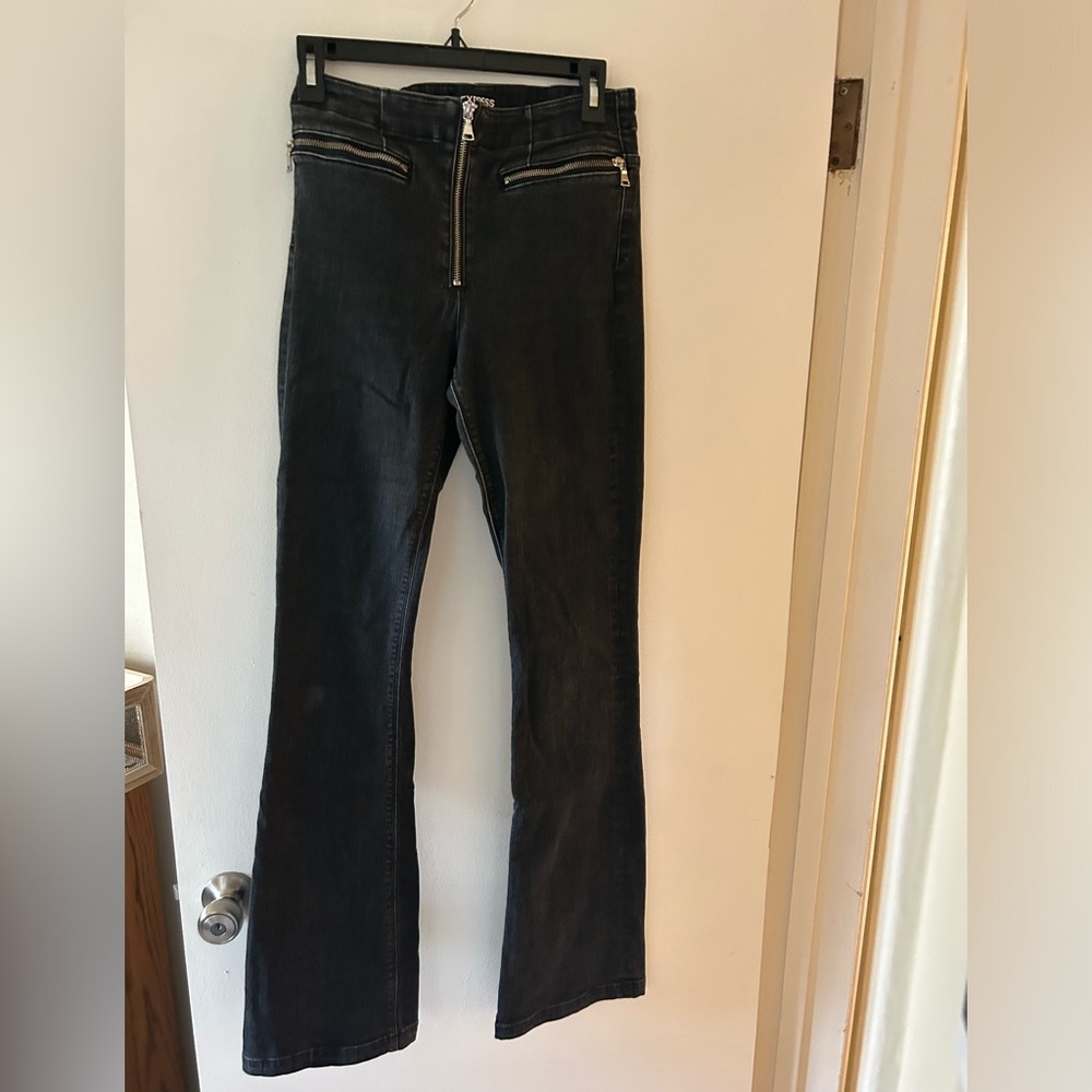 Express boot cut high rise zipper jeans black size 4